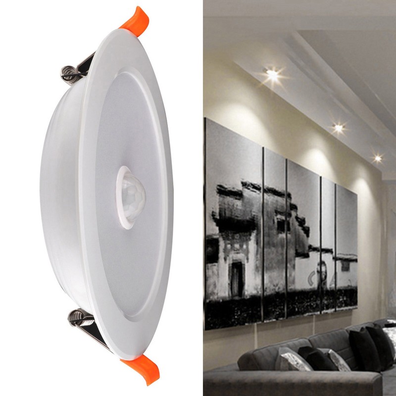 12W AC85‑265V LED Ceiling Light Downlight Human Body Sensor Recessed