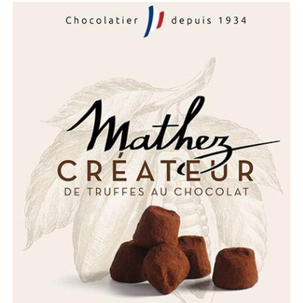 Natural Chocolate Truffles from Mathez de France - Fancy French Chocolate Truffles in a Fancy Box - 8.8 oz. (250 Grams)