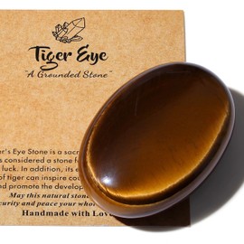 AWARDSEN 1 x 2.4 inch Tiger's Eye Gemstones, Large, Brown Crystal Oval Healing Crystal for Reiki Healing, Wiccan Deliveries, Balancing Meditation Accessories