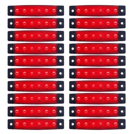 TMH (Pack of 20) 20 Pcs 3.8" 6 LED Red Side Marker Lights, RED Trailer Marker Lights, Rear Side Marker Lamp, Led Marker Lights for Trucks, Cab Marker, RV Marker light