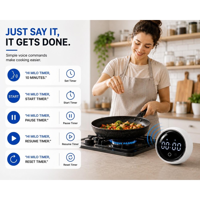 Digital Rotating Magnetic Kitchen Timer with Voice Control