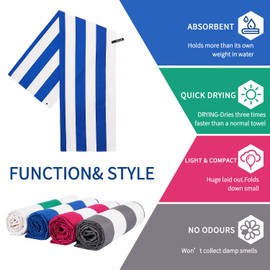 BAGAIL Beach Towel - Super Absorbent, Quick Drying, Sand-Free - Compact, Lightweight - Includes Portable EVA Case - Microfibre Towel for Beach, Swimming and Camping