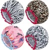 Premium Double Layer Waterproof Shower Cap Set (Pack of 4)