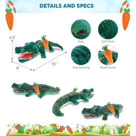 DolliBu Happy Easter Super Soft Plush Green Alligator with Carrot - 18 Inches