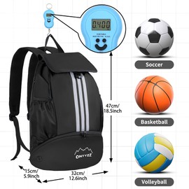 ONTYZZ Waterproof Drawstring Backpack Sports Backpack with Shoe Compartment Multifunctional Daypack for Gym Yoga Swimming Beach Dance Basketball Volleyball Football Bag, Black basic