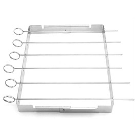 BBQ Skewer Rack Set, 6 Pcs Stainless Steel Kebab Skewers with Foldable Barbecue Grill Holder for Meat, Seafood and Vegetables
