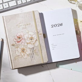 FULLVINTAGE Calendar 2026 - Calendar 2026 A5 from Jan to Dec. 2026, Weekly Planner A5 with Inner Pocket, Elastic Closure, Diary 2026, 21.4 cm x 13.9 cm x 19 mm