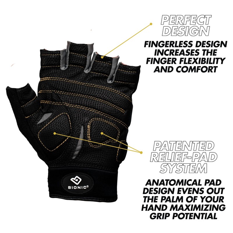 Bionic Men's Beastmode Half Finger Fitness Gloves (Large)