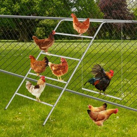 KANEODOT Chicken Perch for Coop with Swing,Chicken Roosting Bars with Large Ladder,Farm Chickens Toys,Perfect for Backyard Pet's Healthy & Happy,Easy to Assemble & Clean,Grey