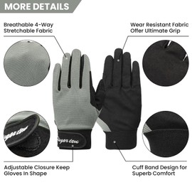 Horse Riding Gloves Kids Boys Girls Equestrian Ride Youth 1 Pair, Autumn Summer Comfortable Breathable Grip for Junior Children(Kids-Grey,Medium)