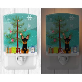 Caroline's Treasures BB4234CNL Merry Christmas Tree English Toy Terrier Ceramic Night Light Compact, UL-Certified, Ideal for Bedroom, Bathroom, Nursery, Hallway, Kitchen, 6x4x3, Multicolor