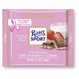 Ritter Sport Bars, Milk Chocolate with Strawberry Creme, 3.5 Ounce (Pack of 12)