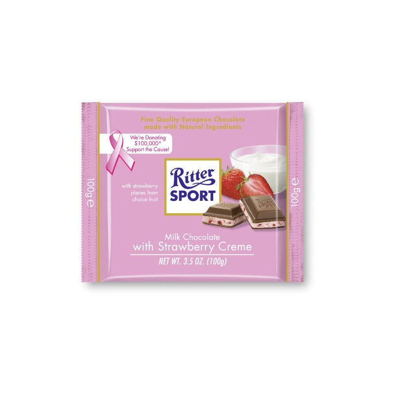 Ritter Sport Bars, Milk Chocolate with Strawberry Creme, 3.5 Ounce