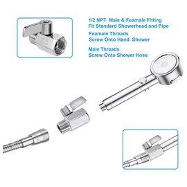 IMCCZONY Shower Head Shut Off Valve, 304 Stainless Steel Mini Ball Valve NPT Thread(1/2Inch Male x 1/2Inch Female),1 Pack