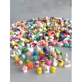 50pcs Small Resin Animal And Mushroom Statues, DIY Solid Color Resin Ornaments, Colorful Small Decorations, Suitable For Fairy Gardens, Doll Houses, Aquariums, Landscape Decorations And Home Decorations, Party Decorations, No Batteries Required