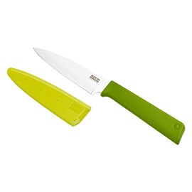 Kuhn Rikon Colori+ Classic Non-Stick Straight Paring Knife with Safety Sheath, 4 inch/10.16 cm Blade, Green