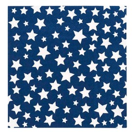 X&O Paper Goods TW7-21994 Disposable Dessert and Lunch Napkins for Parties, 20pc, 5" x 5", Blue and White American Stars