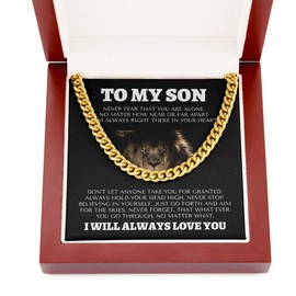 Chiside To My Son Cuban Chain Necklace From Mom, Son Necklace From Dad, Mother And Sons Necklaces, Sons Gifts from Father, Gifts for Him Birthday Christmas Anniversary Graduation Day