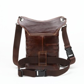 Meigardass Leg Bag, Men's, Waist Pouch, Genuine Leather, Multi-functional, For Motorcycles, Thighs, Hip Bag, Outdoor, Waterproof, Abrasion Resistant (Brown01), brown 01