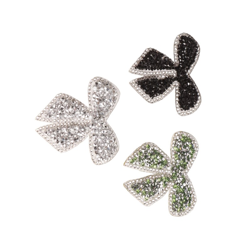18pcs Bow Knot Rhinestones Patches Silver Black Green Exquisite Iron