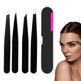 Eyebrow Tweezers for Women | Stainless Steel Brow Tweezers Set,4X Multifunctional Beauty Tools, Plucking Tool Easy Hair Remover for Ingrown Hair