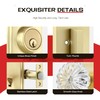 Heittis Entry Door Handles with Deadbolt Set,Gold Square Front Glass