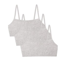 Fruit of the Loom Womens Spaghetti Strap Cotton Pull Over 3 Pack Sports Bra, Grey/Grey/Grey, 44 Plus