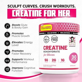 Old School Labs Creatine for Women – Post-Workout Supplement with 5000mg Creatine Monohydrate Powder, 2000mg Collagen & BCAA 2:1:1 for Strength Suppor