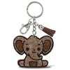 Aqua79 Elephant Keychain - Brown Sparkling Rhinestones Charm with Tassel,