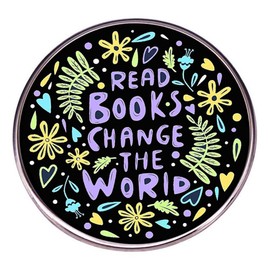 maiyixiang Read Books Change the World Enamel Brooch Pin Round Flower Letter Enamel Pin Book Lover Lapel Pin Book-Themed Enamel Pin Badge Decoration for Jackets Jeans Backpack Cloth Gifts for Friends