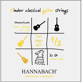 Hannabach Series 890 MT Classical Guitar Strings for 1/2 Children's Guitar Scale 53-56 cm - Set of 2 G Strings - 890MT 1/2
