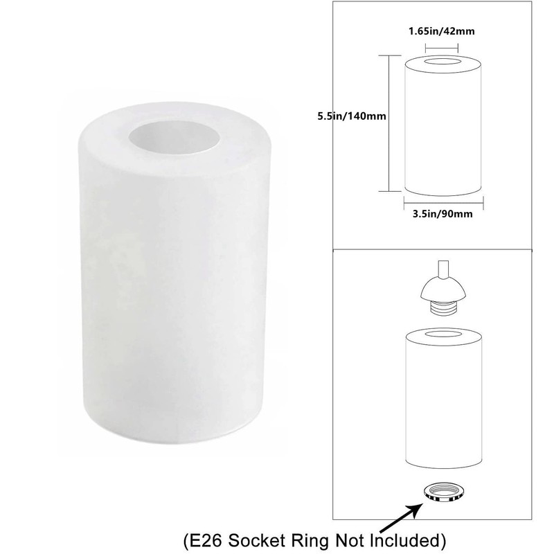 Frosted Glass Lamp Shade, 2 pack, Pendant Light Shade Cylinder