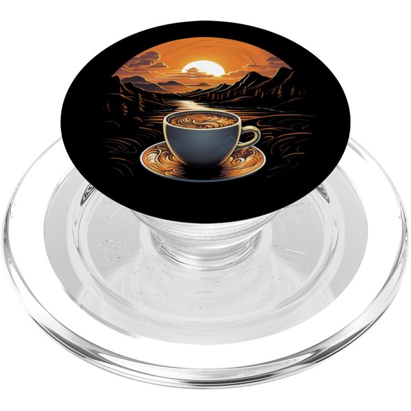 Pumpkin Spice Coffee Latte Cup Autumn Sunset PopSockets PopGrip for