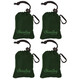ChicoBag Original Compact Reusable Grocery Bag w/Attached Pouch and Carabiner Clip | Perfect for Shopping, Travel, Organization | Eco-Conscious Packable Tote | Fairway (Pack of 4)