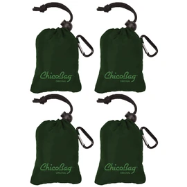 ChicoBag Original Compact Reusable Grocery Bag w/Attached Pouch and Carabiner Clip | Perfect for Shopping, Travel, Organization | Eco-Conscious Packable Tote | Fairway (Pack of 4)