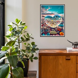 Beach Painting by Numbers Adult Love Stones Paint by Numbers Adults, DIY Hand Painted Oil Painting Kit for Adults, Acrylic Paint Kit 40 x 50 cm