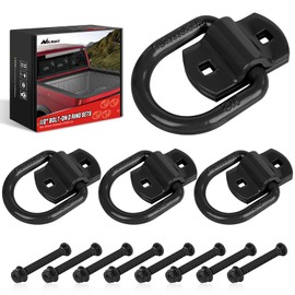 Nilight 4 PCS D Ring Tie Down Anchor 1/2" Heavy Duty Tie Down Rings with Screws Bolts on Trailer Truck Bed Cargo 12000 Lbs Break Strength Tie Down Anchors Hook Black