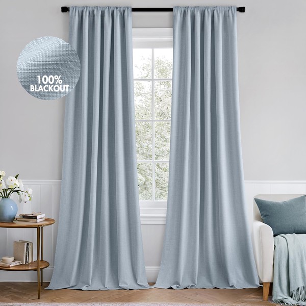 MIULEE 100% Blackout Curtains 108 Inch Long 2 Panels Set