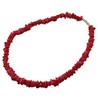 Tiger Smile Real Chips Puka Shell Necklace 18" Red