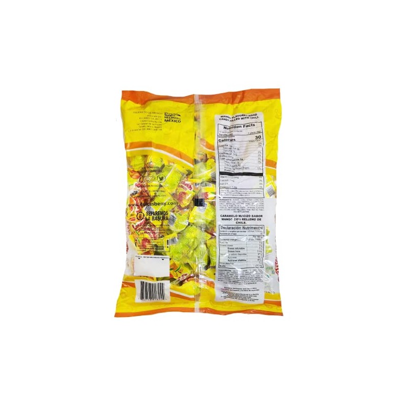 BENY LOCOCHAS MANGO FLAVORED HARD CANDY WITH CHILI CENTER 1LB
