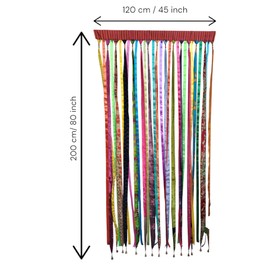 Mango Gifts Silk Door Curtain Multicolor Hippie Bohemian Room Divider Light Filtering Boho Curtains Rod Pocket Window Curtain for Living Room Bedroom 84 x 45 Inch