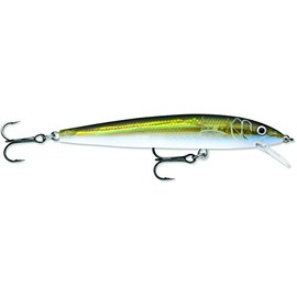 Rapala HJ10OGH Husky Jerk Lure, Size 10, 4" Length, 4'6' Depth, 2# 5 Treble Hooks, Olive Ghost, per 1, Multi, One Size