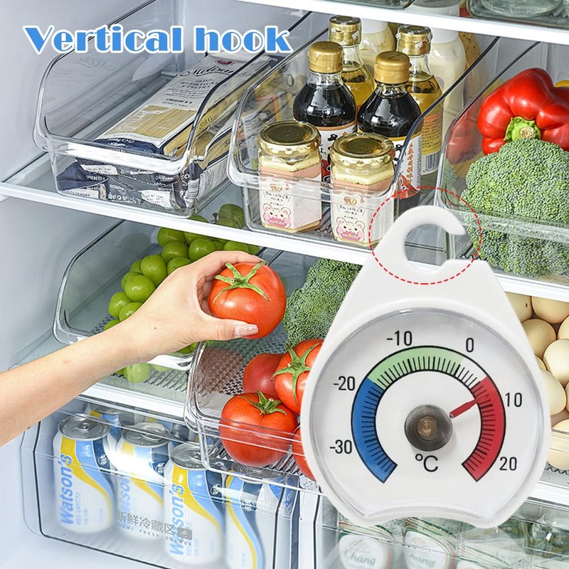 2 Pcs Freezer & Fridge Thermometer, 52mm Dial, Colour-Coded Zones,