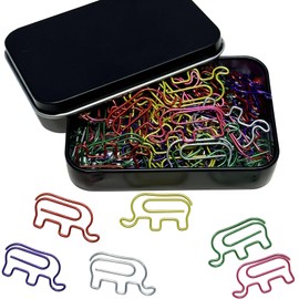 Cute Paper Clips, 65 PCS Cute Elephant Shaped Paper Clips Bookmarks, Assorted Colors, Funny Office Supplies Elephant Gifts for Women Men Coworkers Teachers