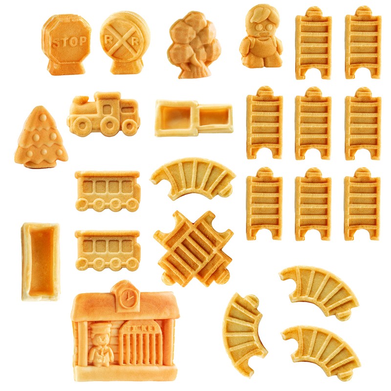 Train Set Waffle Maker- Build Waffle or Pancake Shaped Tracks,