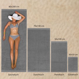 Hausfelder Sauna Towel 80 x 200 cm - Premium 500 g/m² Sauna Towel Large - Women's and Men's Sauna Towel, 100% Cotton, Oeko-Tex Certified (80 x 200 cm, Grey)