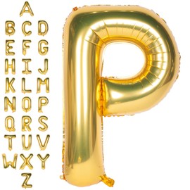 Large Mylar Foil Helium Letter Balloons 40 Inch Gold Balloons Alphabet Letters for Birthday Bridal Shower Anniversary Decorations (Letter P)