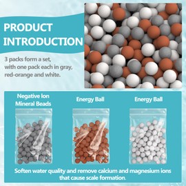 Replacement Anion Mineral Beads for Shower Head Filters - Water Softening & Purifying Hard Water, 153g Refill Pack (9Pack, Gray/White/Orange)