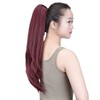 SYXLCYGG burgundy extension ponytail Yaki Straight Claw Clip Ponytails 22"