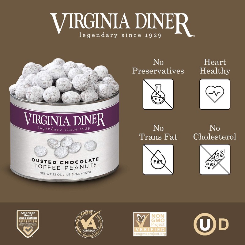 Virginia Diner - Gourmet Natural Extra Large Dusted Chocolate Toffee
